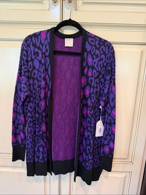 Kerisma Wagner Leopard Cardigan purple multi Open Cardigan small/medium